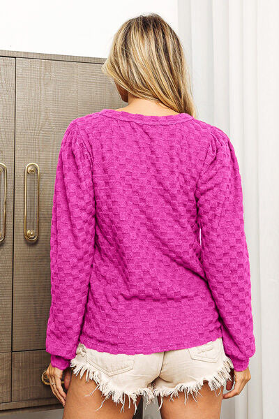 Fuschia Brushed Checkered Top