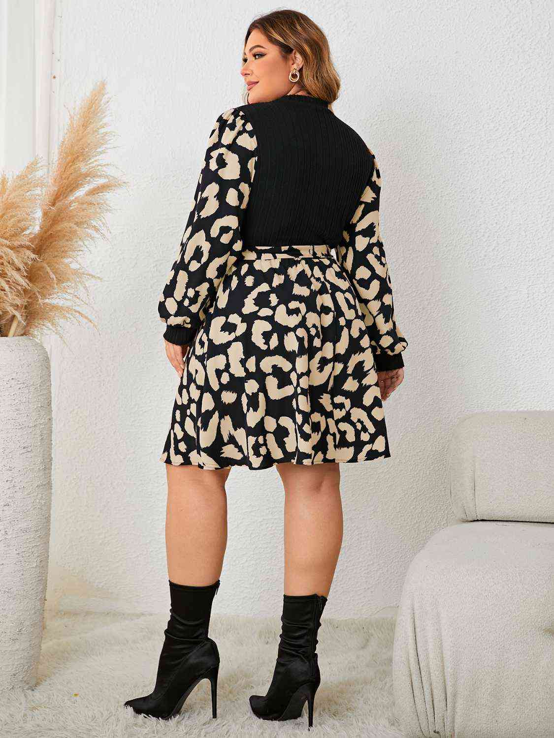 Leopard Splicing Dress | Curvy