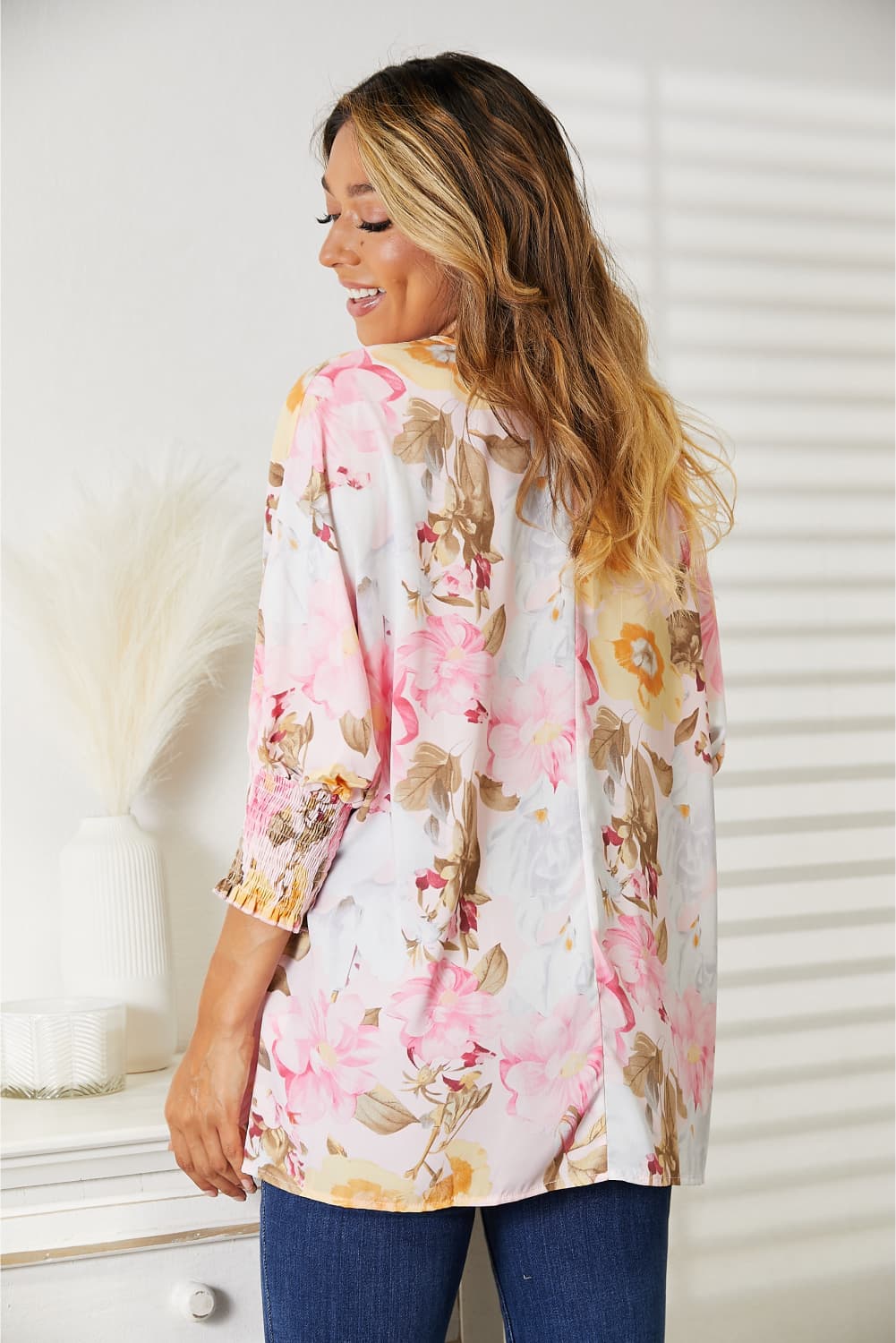 Floral Three-Quarter Sleeve Top