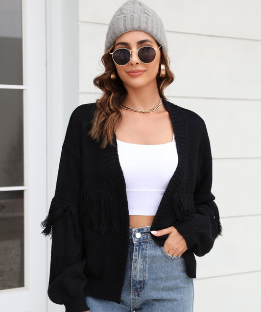 Fringe Open Front Cardigan | Multiple Colors