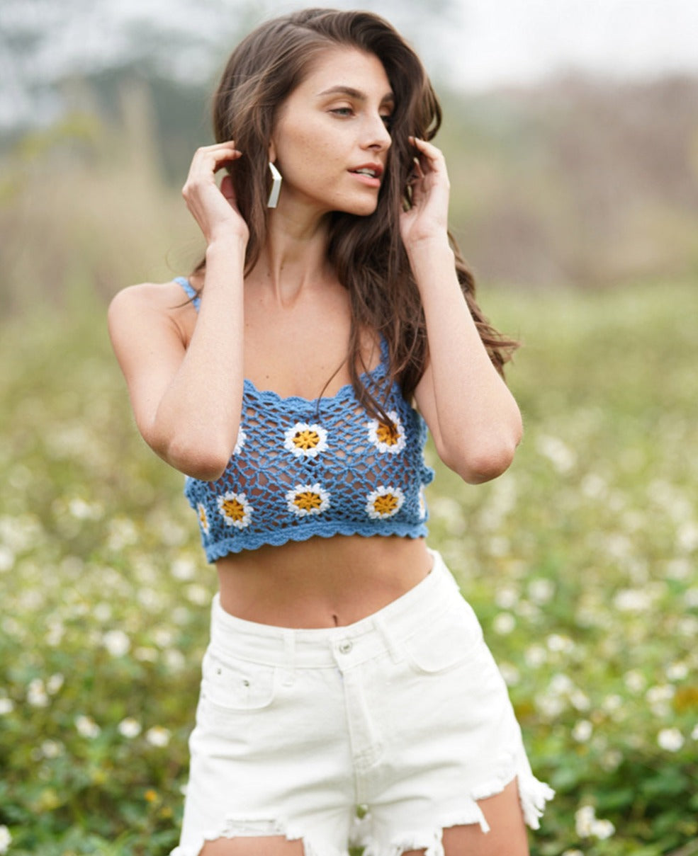 Floral Crochet Cropped Cami