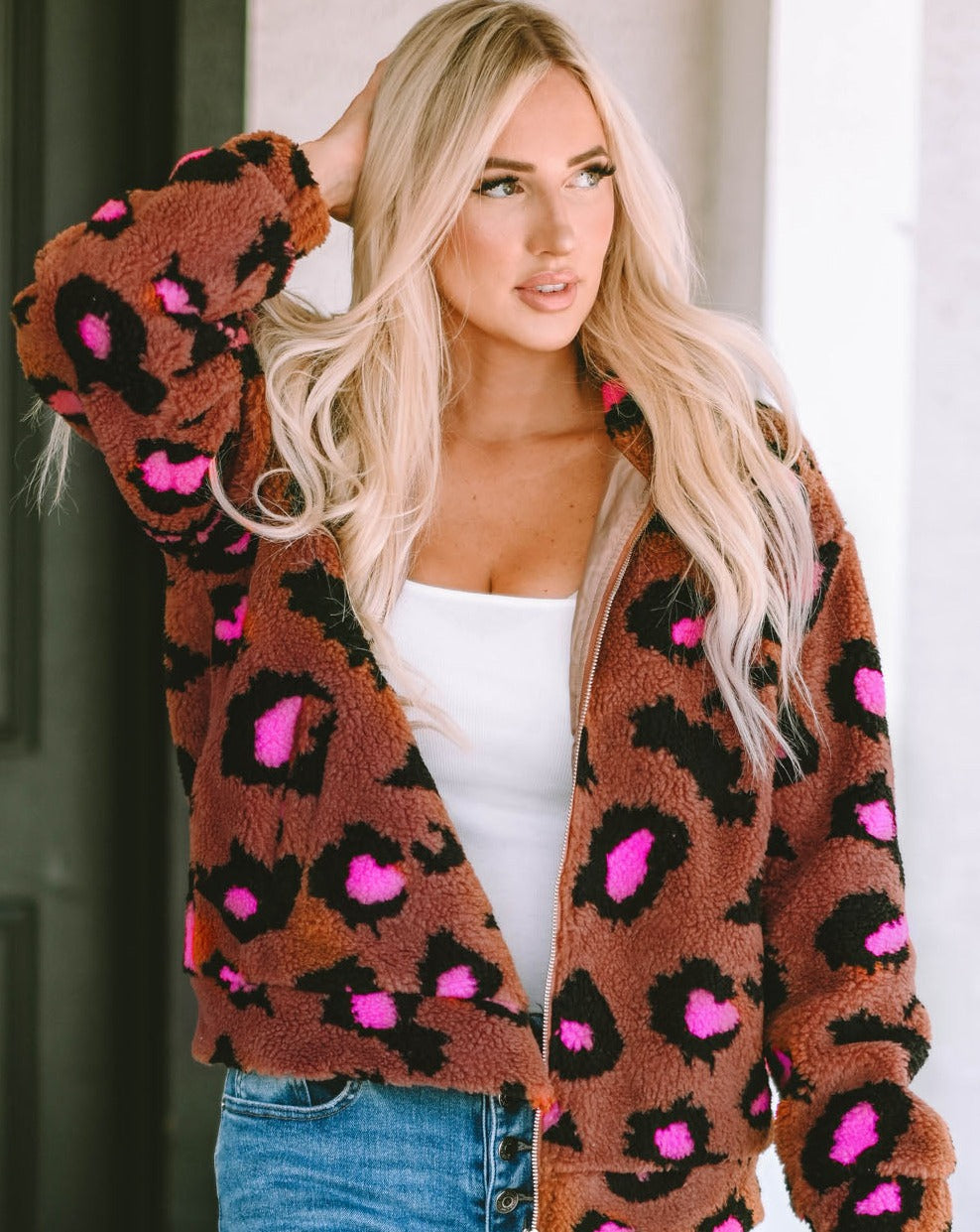 Wild About You Leopard Zip-Up Jacket