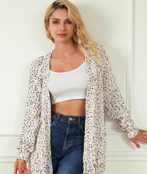 Confetti Heathered Open Front Cardigan