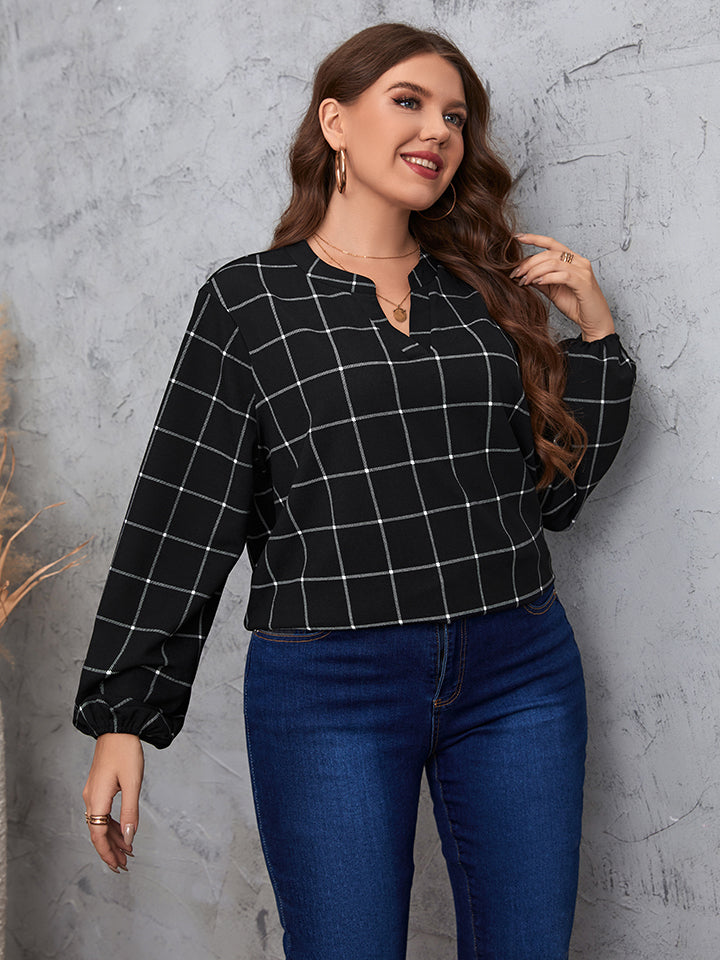 Pin Straight Notched Blouse | Curvy