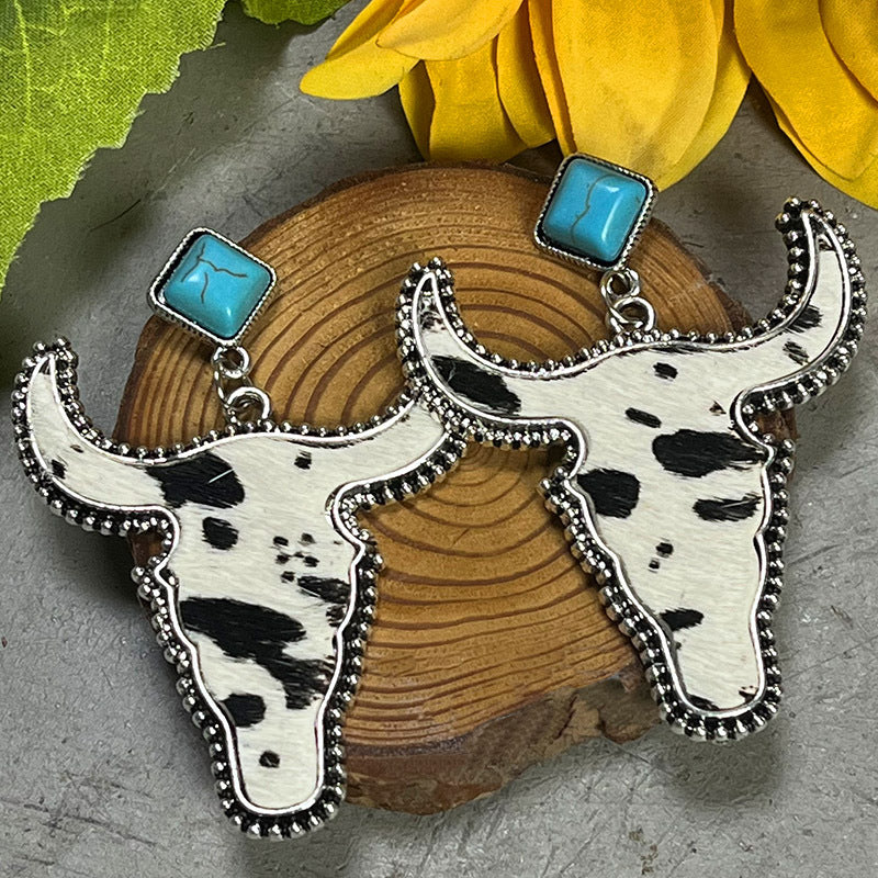 Bull Turquoise Dangle Earrings