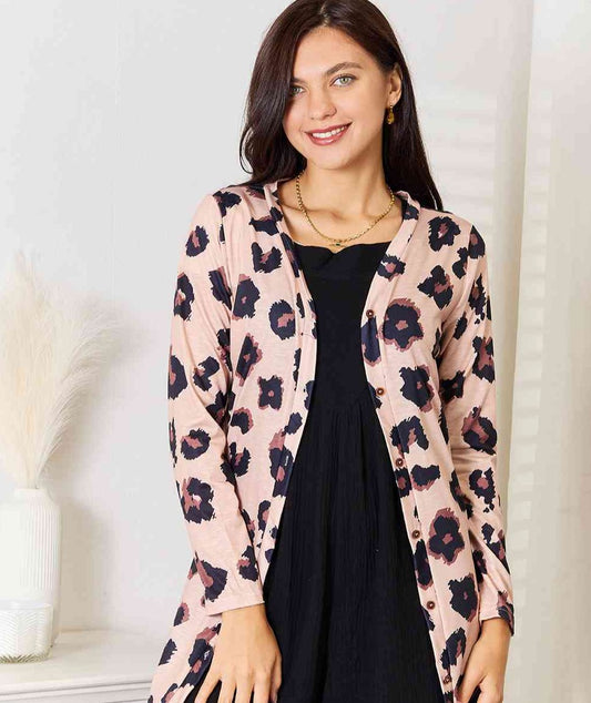 Leopard Button Front Cardigan