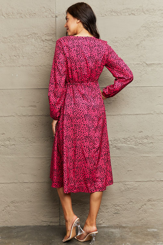 Cerise Surplice Slit Dress