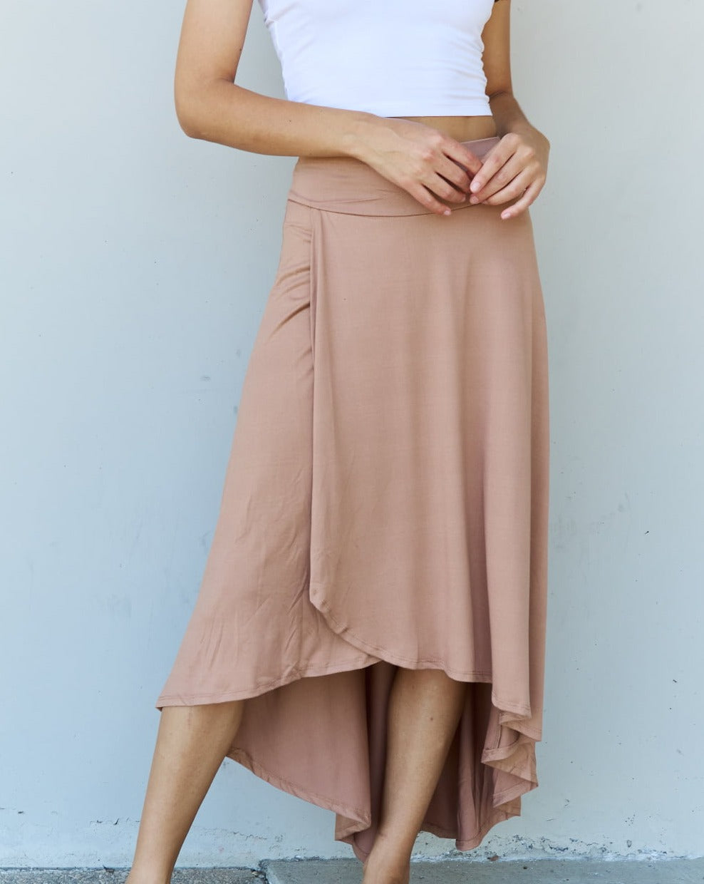 First Choice High Waisted Flare Maxi Skirt | Camel