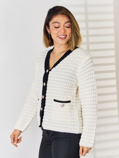 Clean Slate Contrast Button-Up Cardigan