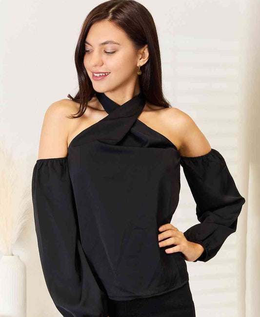 Grecian Cold Shoulder Blouse