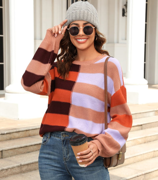 Color Block Pullover Sweater