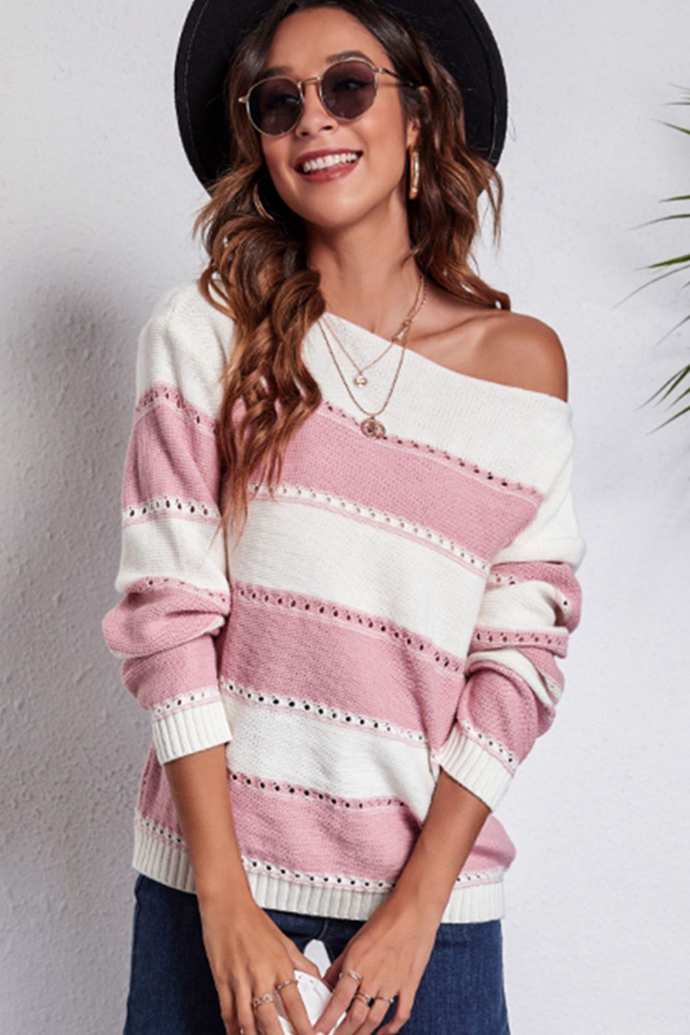 Striped Boat Neck Sweater | Multiple Colors