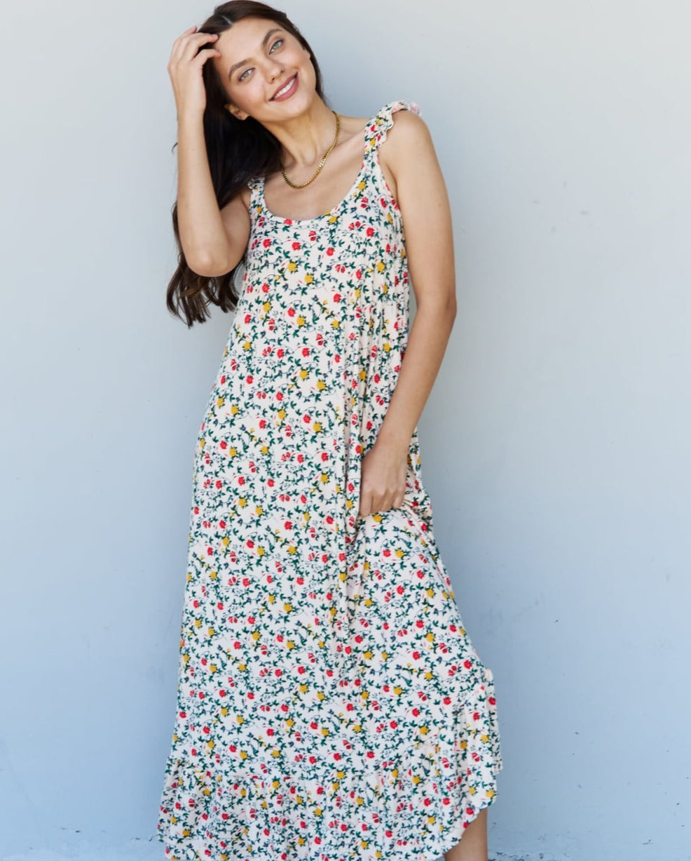 In The Garden Ruffle Maxi Dress | Natural Rose