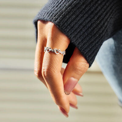 Knotted Hearts Silver Open Ring