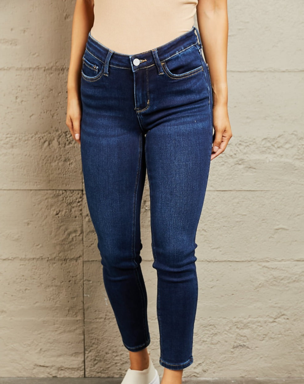 True Blue Mid-Rise Slim Jeans | Bayeas
