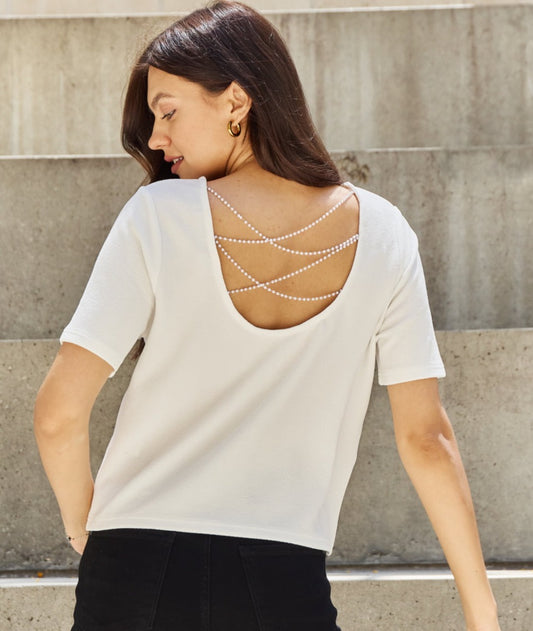 Pearly White Open Back Top