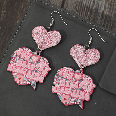 Heart Sing Wooden Earrings