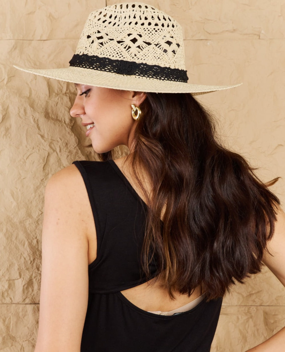 Fight Through It Lace Straw Braided Sun Hat