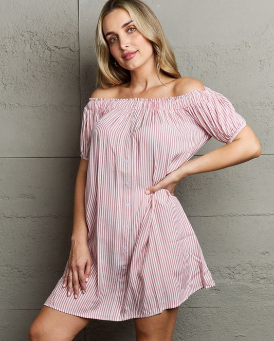 Show Compassion Off-Shoulder Mini Dress