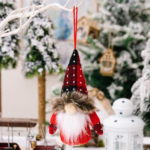 Christmas Plaid Hanging Gnome Ornaments | 2 Pieces