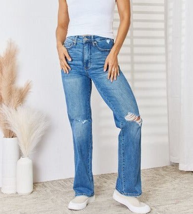Giada High-Waist Distressed Straight Leg Jeans | Judy Blue