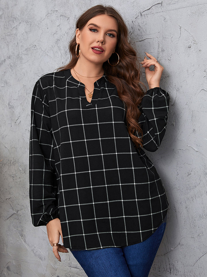 Pin Straight Notched Blouse | Curvy