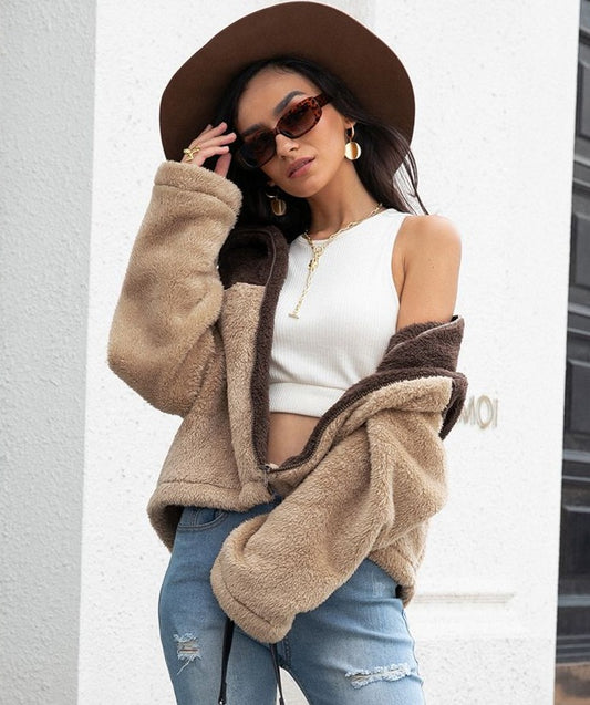 Falling Two-Tone Fuzzy Jacket