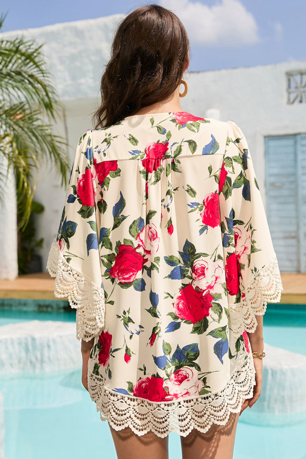 Floral Print Flounce Cardigan