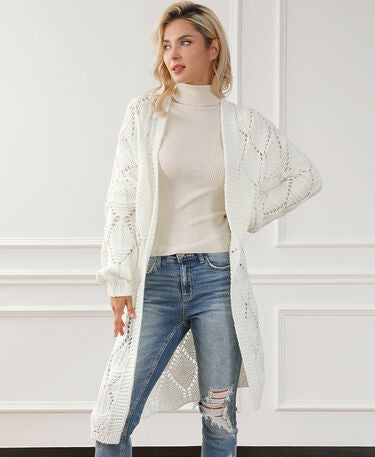 Openwork Open Front Cardigan