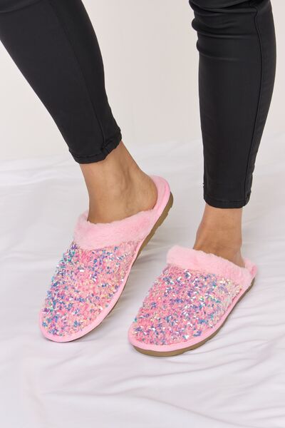 Sequin Plush Slippers
