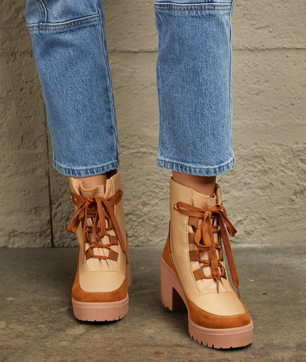 Tag Along Lace Up Lug Booties
