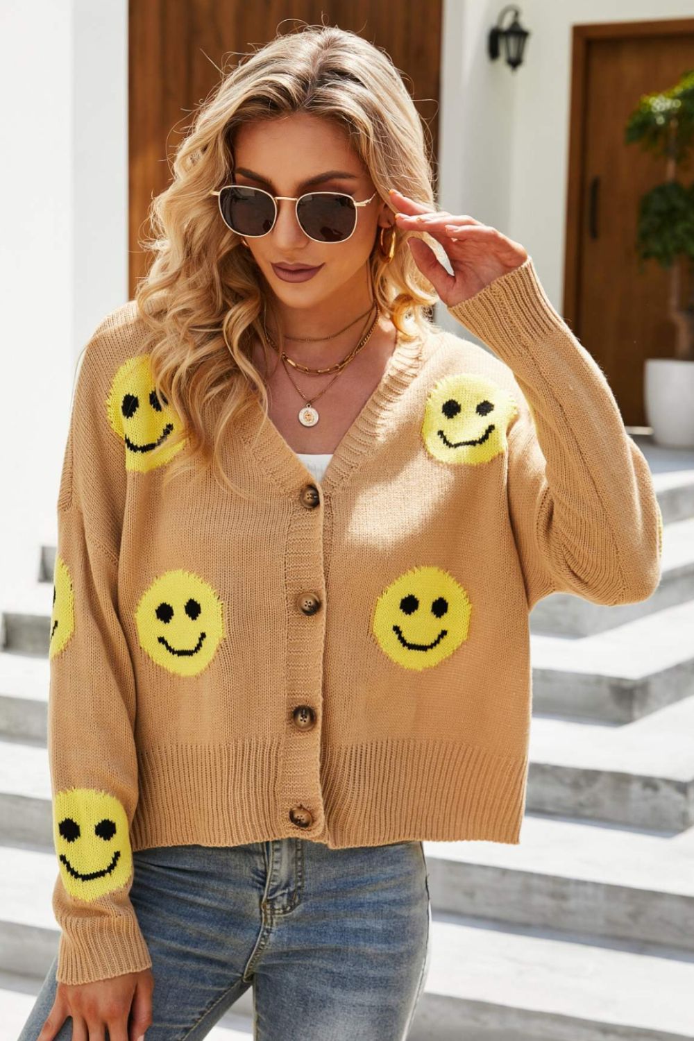 Smiley Ribbed Cardigan | Multiple Colors