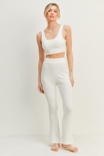 Waffle Tank & High Waist Flare Pants Set