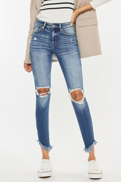 Wilson High-Waist Distressed Ankle Skinny Jeans | Kancan