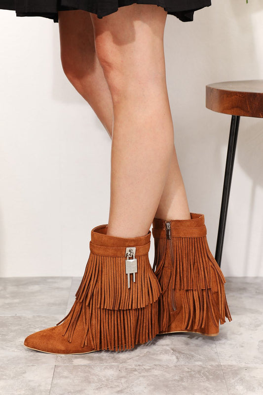 Legend Tassel Wedge Booties | Ochre