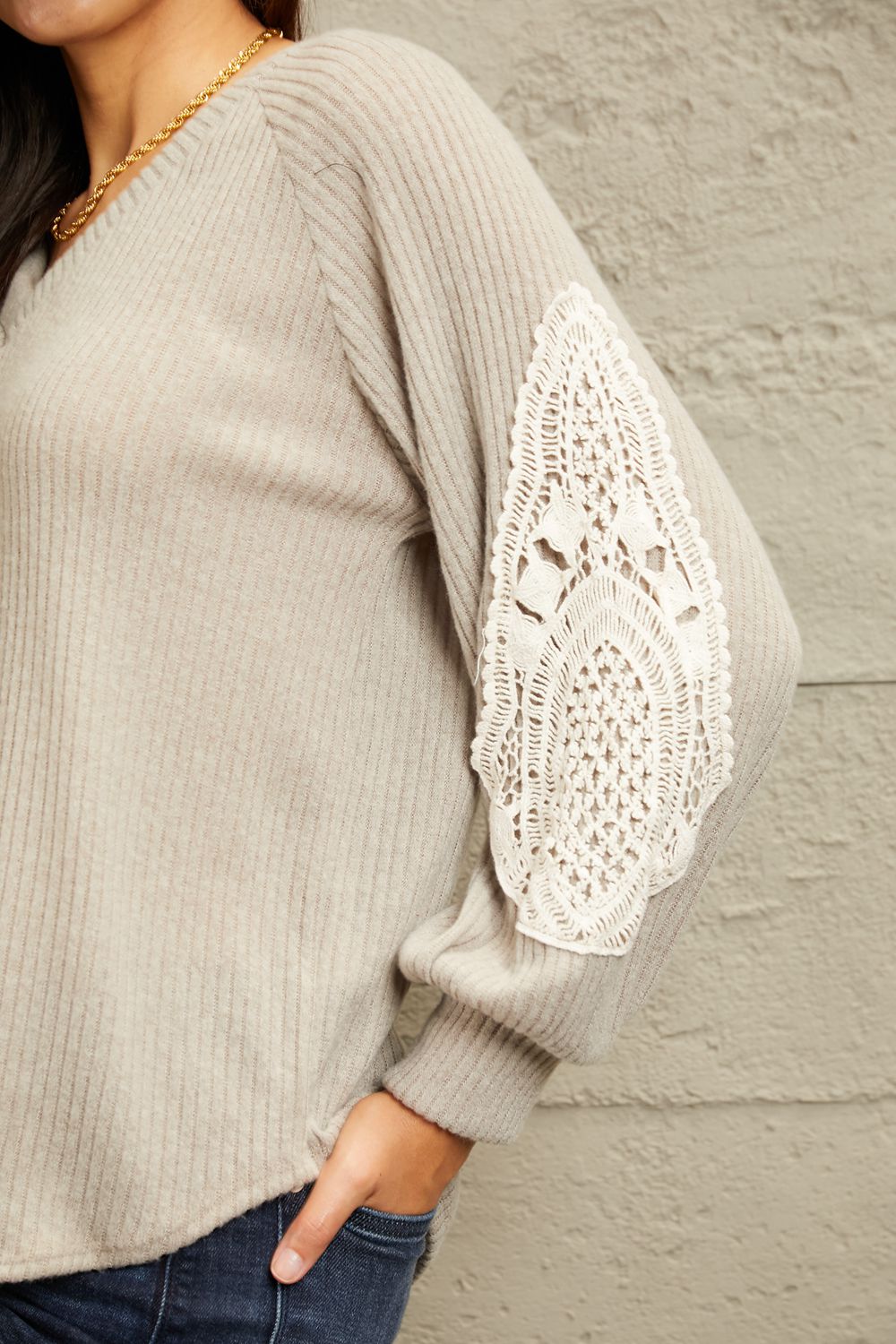 Lace Patch Sweater