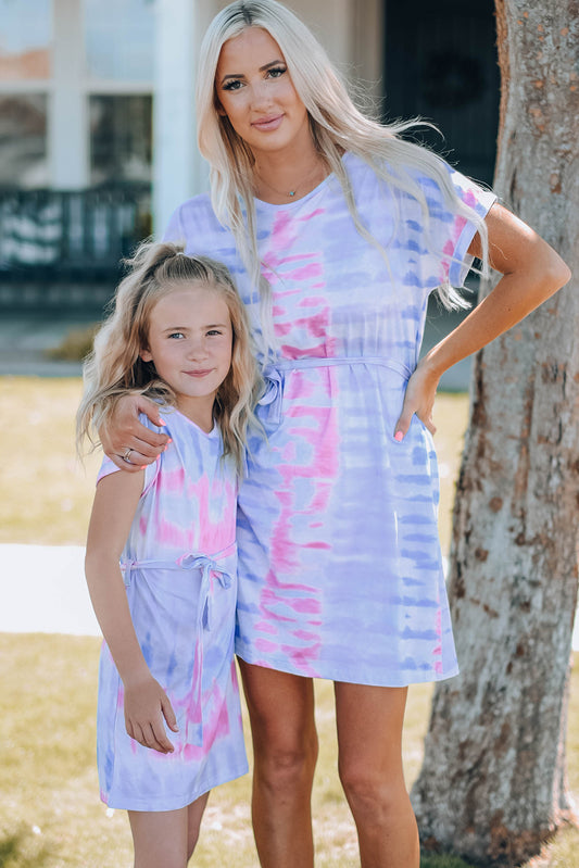 Mama & Mini Tie-Dye Belted T-Shirt Dress | Adult