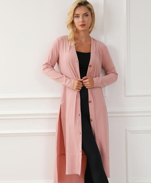 Blush High-Low Slit Cardigan