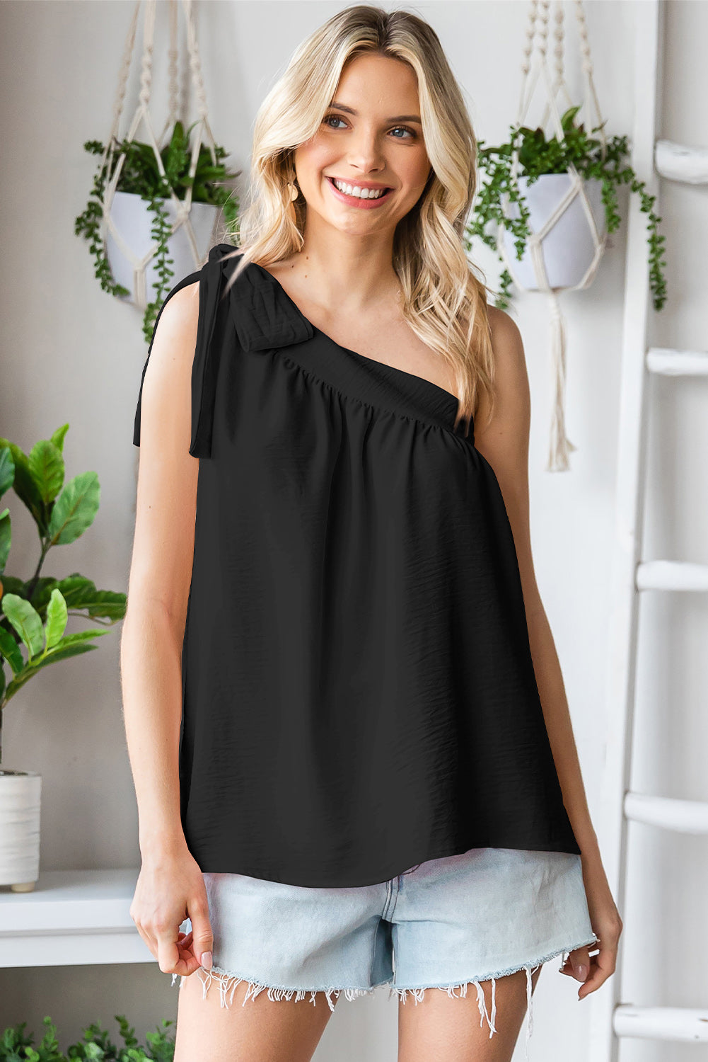 Tied Up in Bows One-Shoulder Top