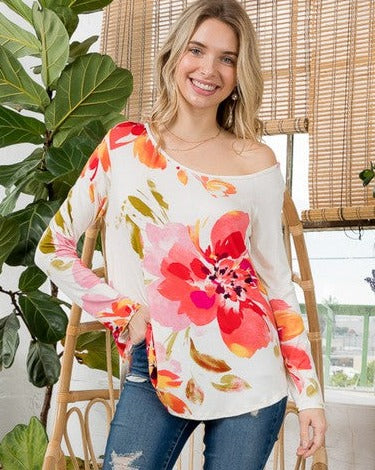 Floral One-Shoulder Top | Curvy