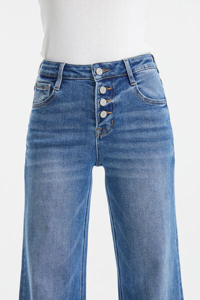 Dawn High-Waist Button-Fly Wide Leg Jeans | Bayeas
