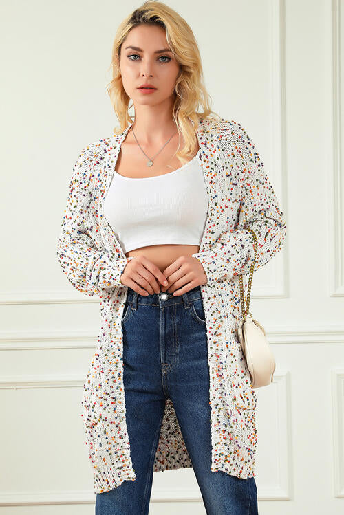 Confetti Heathered Open Front Cardigan