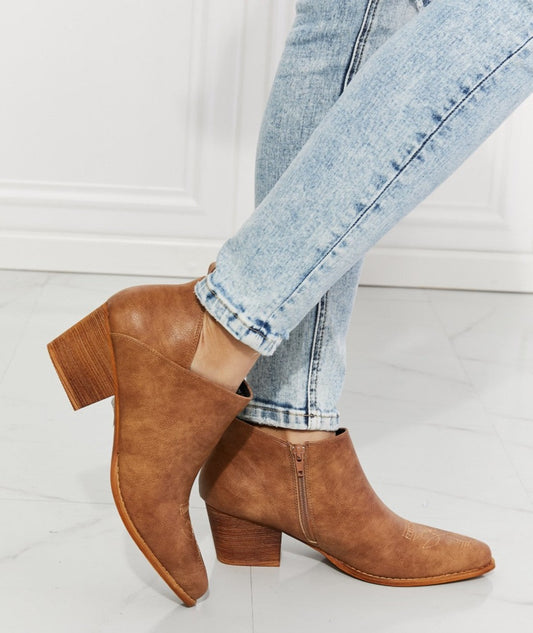 Trust Yourself Embroidered Cowboy Booties | Caramel