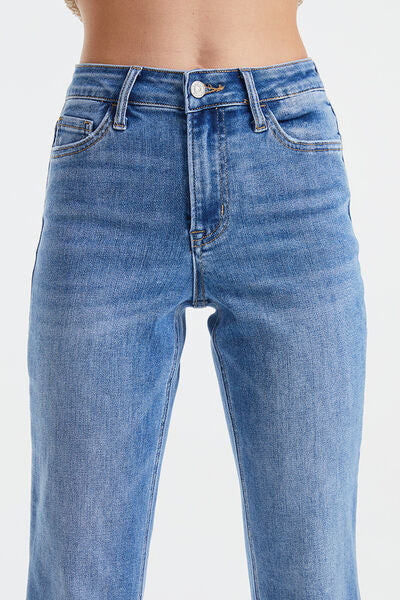 Not Over Yet High-Waist Raw Hem Straight Jeans | Bayeas
