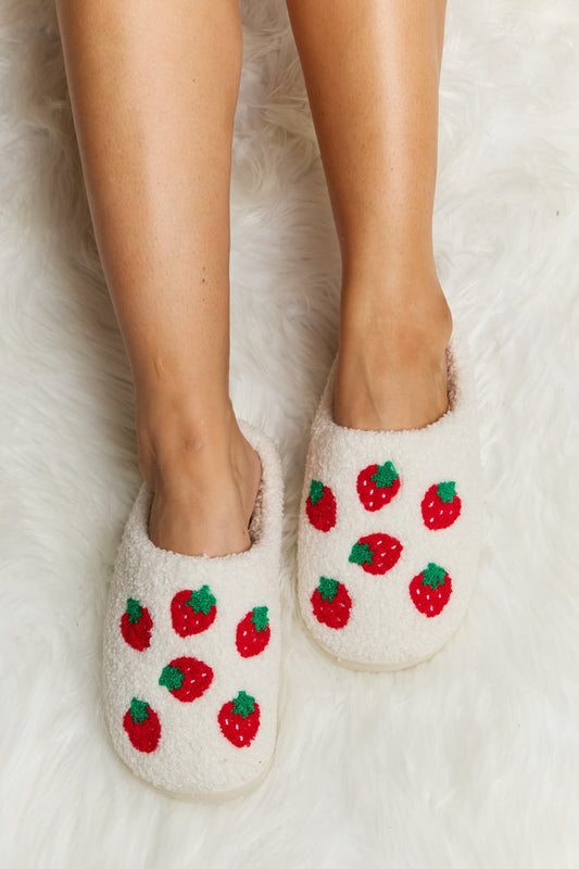 Strawberry Plush Slide Slippers