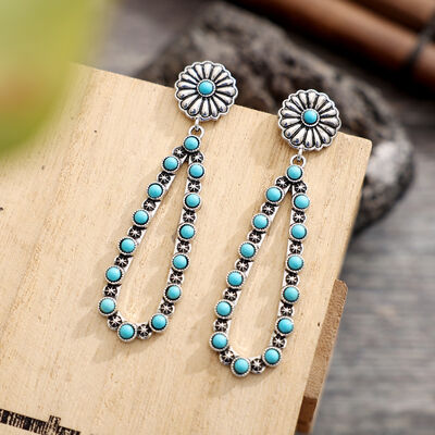 Flower Turquoise Teardrop Earrings