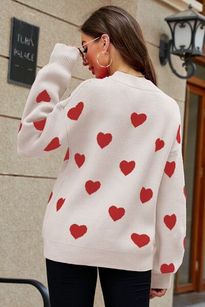 Hearts Lantern Sleeve Tunic Sweater