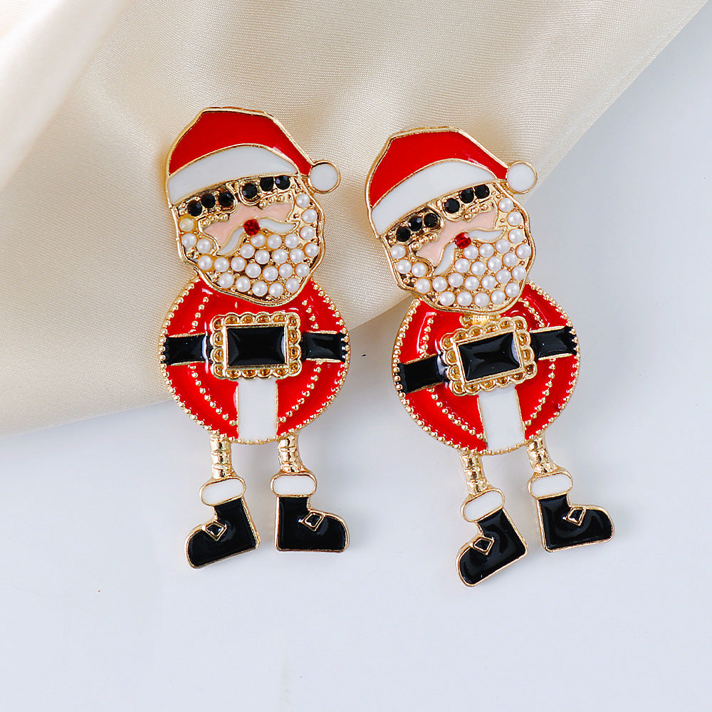Rhinestone Santa Earrings