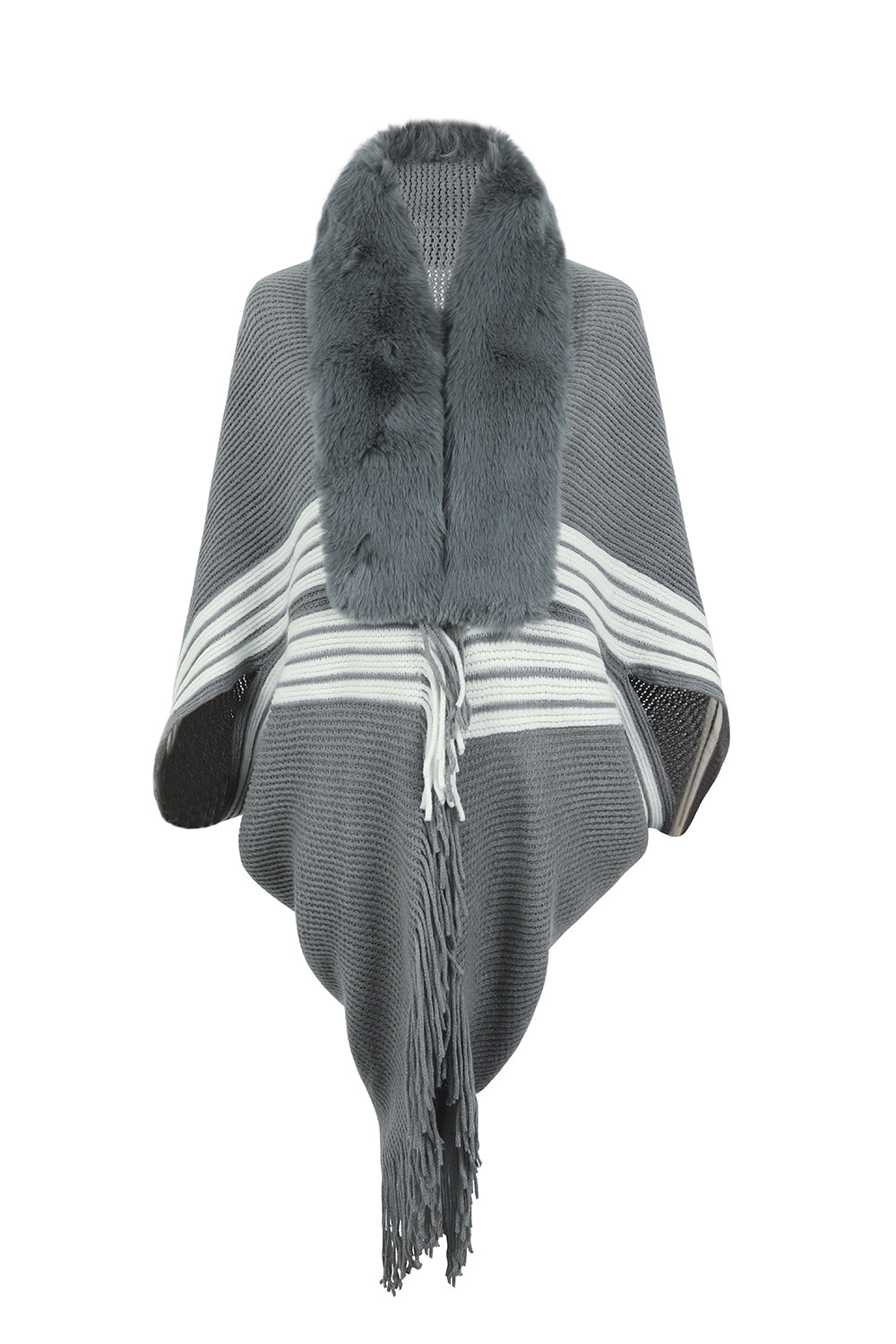 Fall Style Striped Fringe Poncho