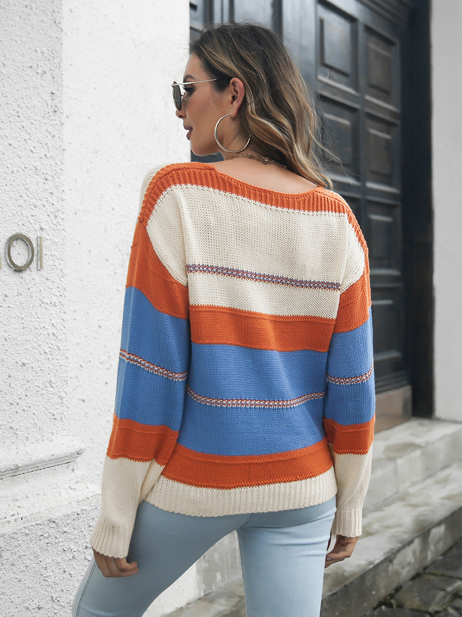 Lori Striped V-Neck Sweater